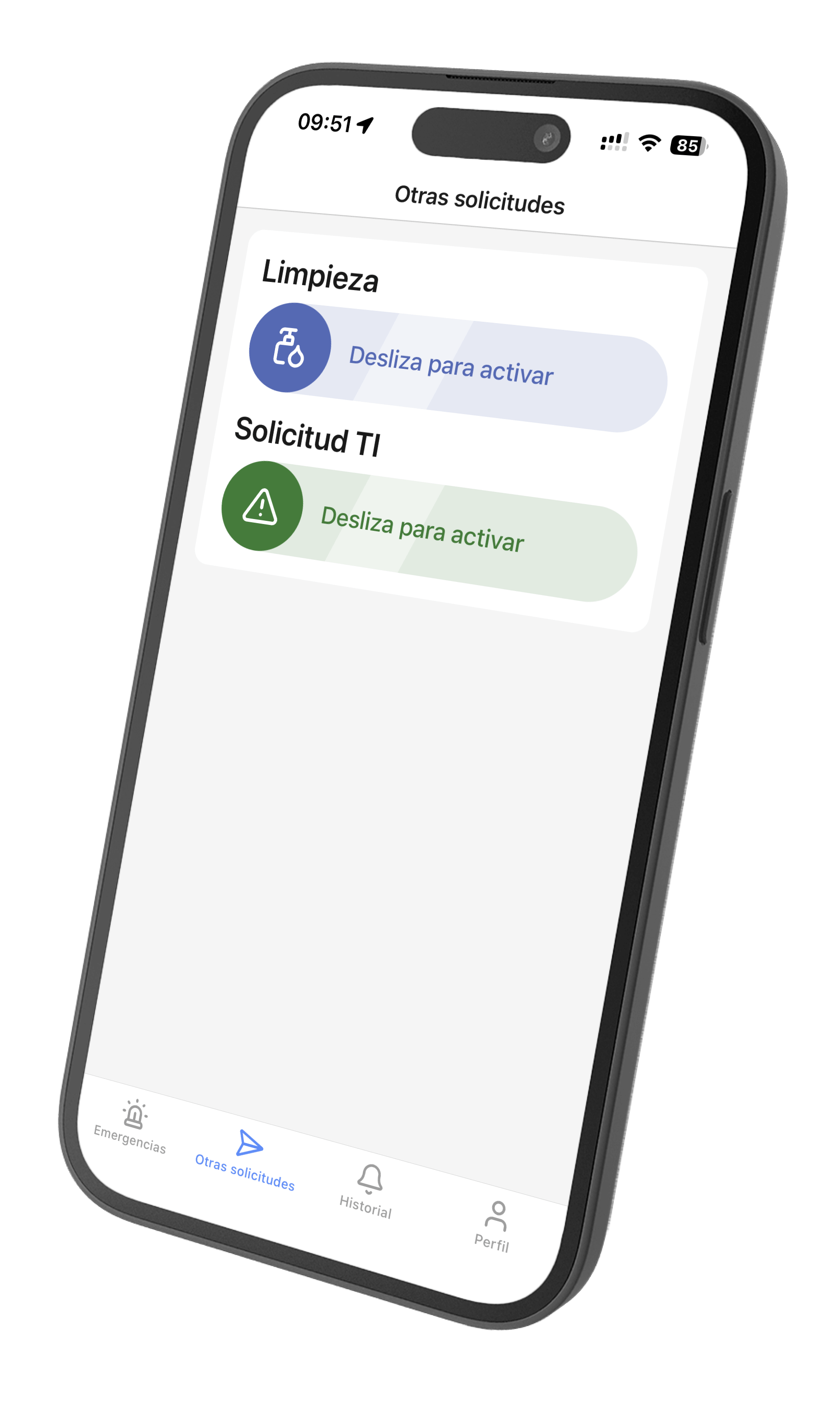 Solicitud de aseo registrada en la app