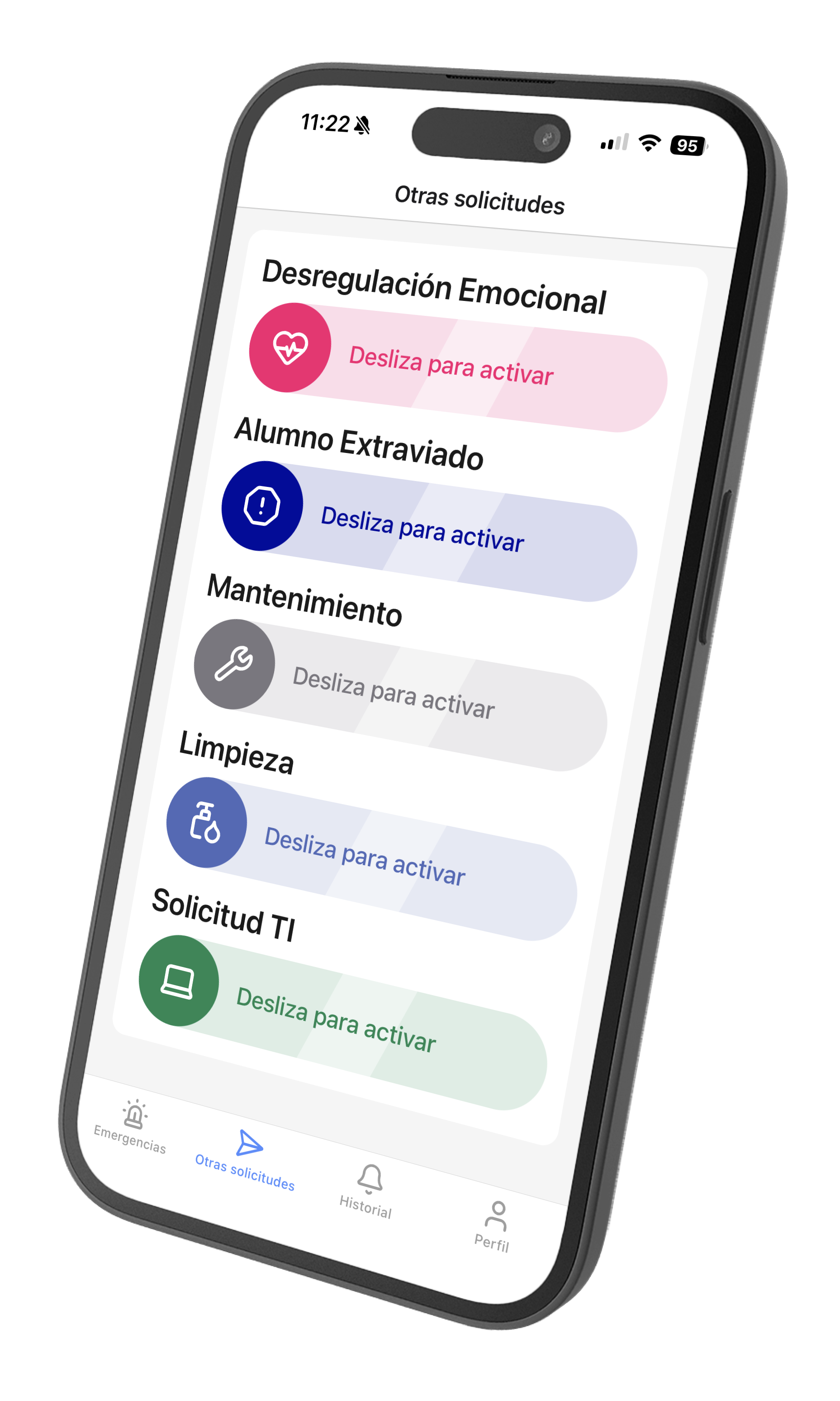 Solicitud de aseo registrada en la app